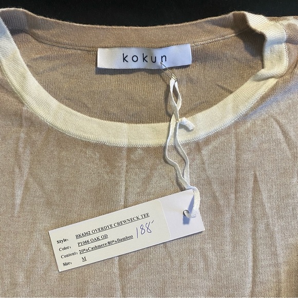 NWT KOKUN SHORT SLEEVE OVERDYE CREWNECK IN OAK - SIZE M - Picture 7 of 13